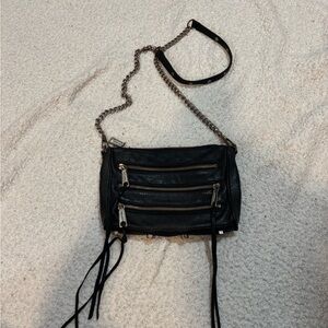 Rebecca Minkoff Black Leather Crossbody Bag with Chain Strap